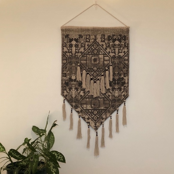 None Other - Printed Jute Neutral Wall Hanging